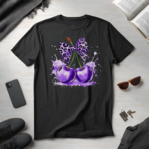 Purple Cherries & Purple Leopard Bow