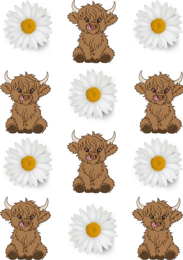 A5 Highland Cow & Daisies