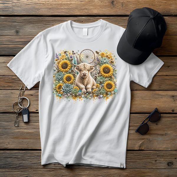 Highland cow with dreamcatcher