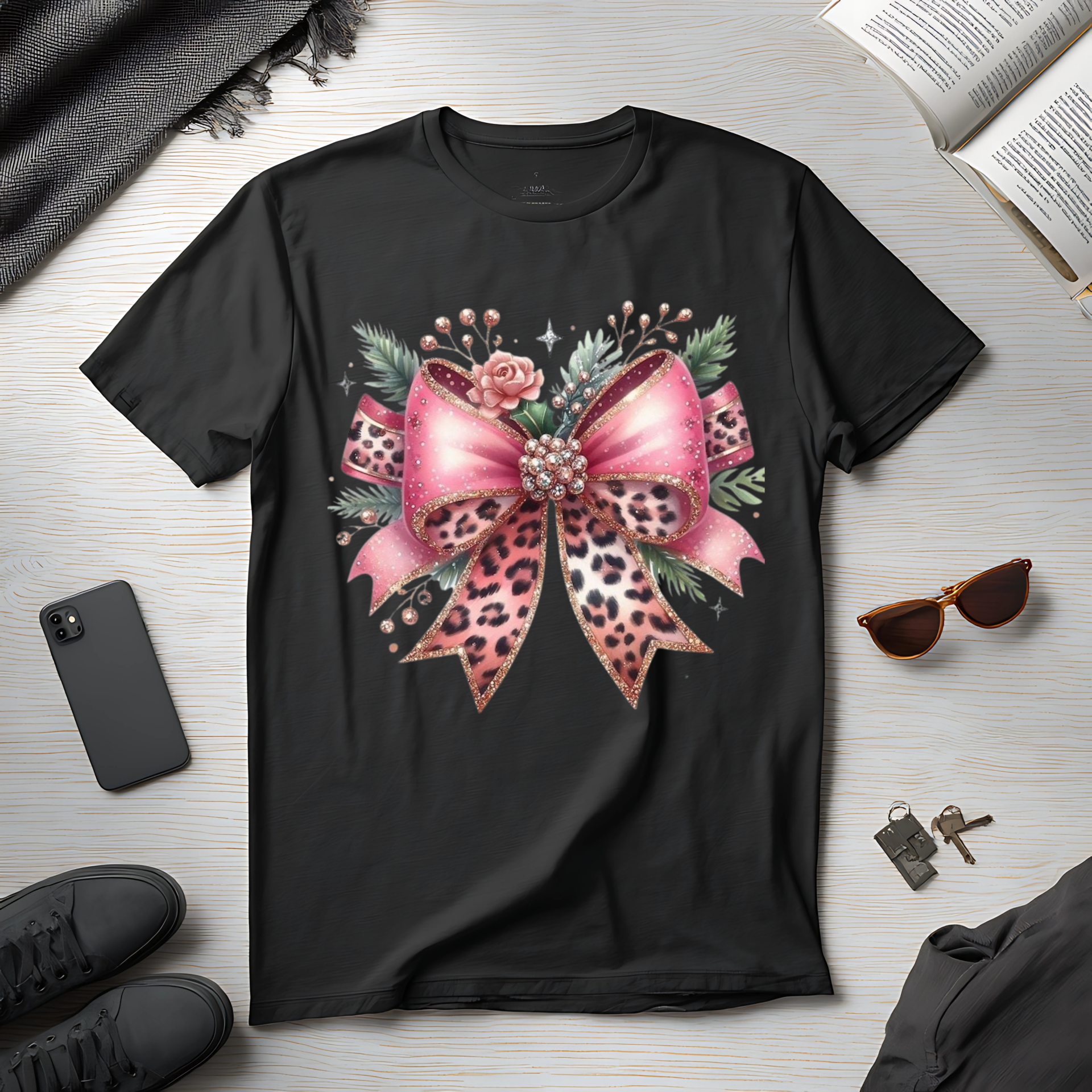 Pink Leopard Bow