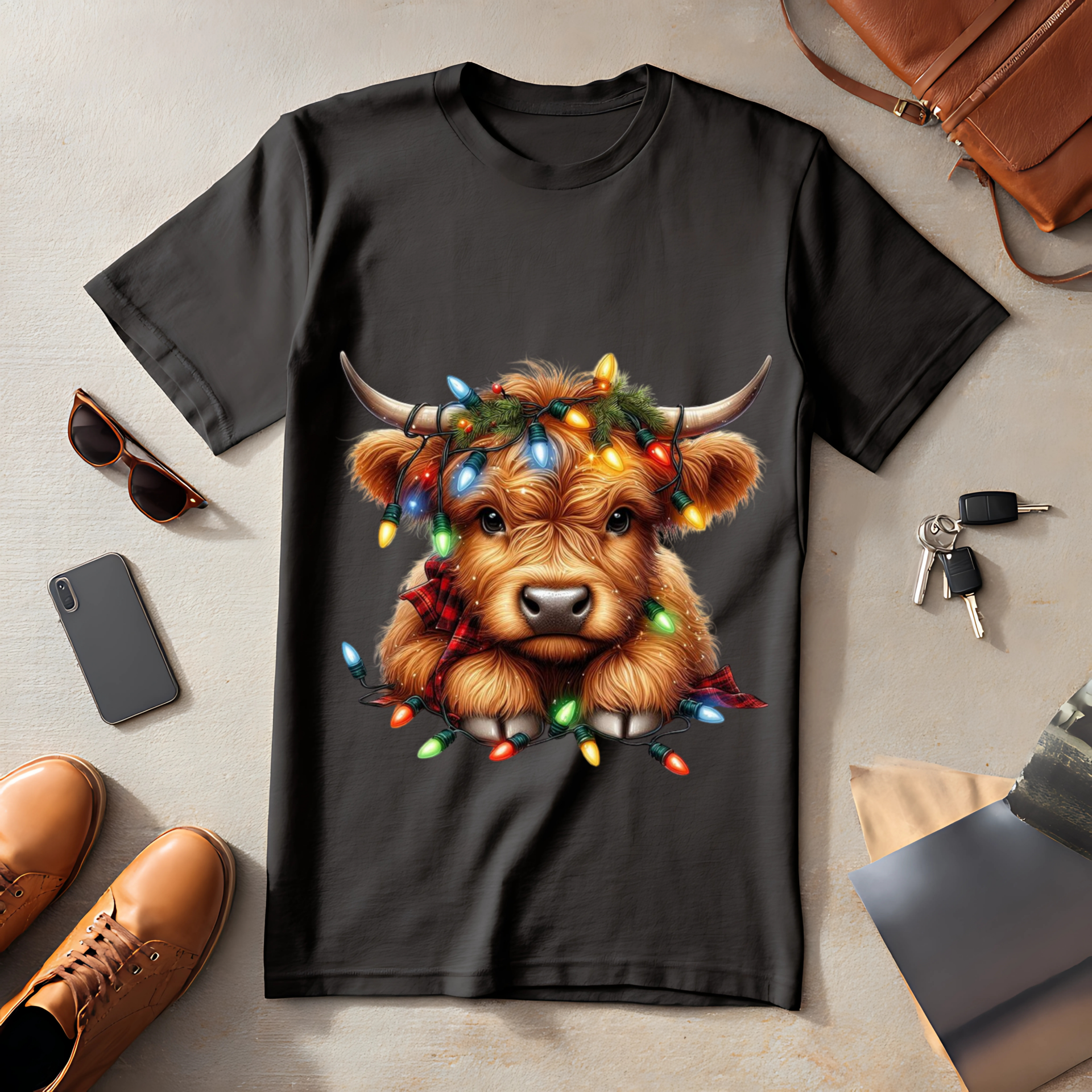 Highland Cow Christmas Lights