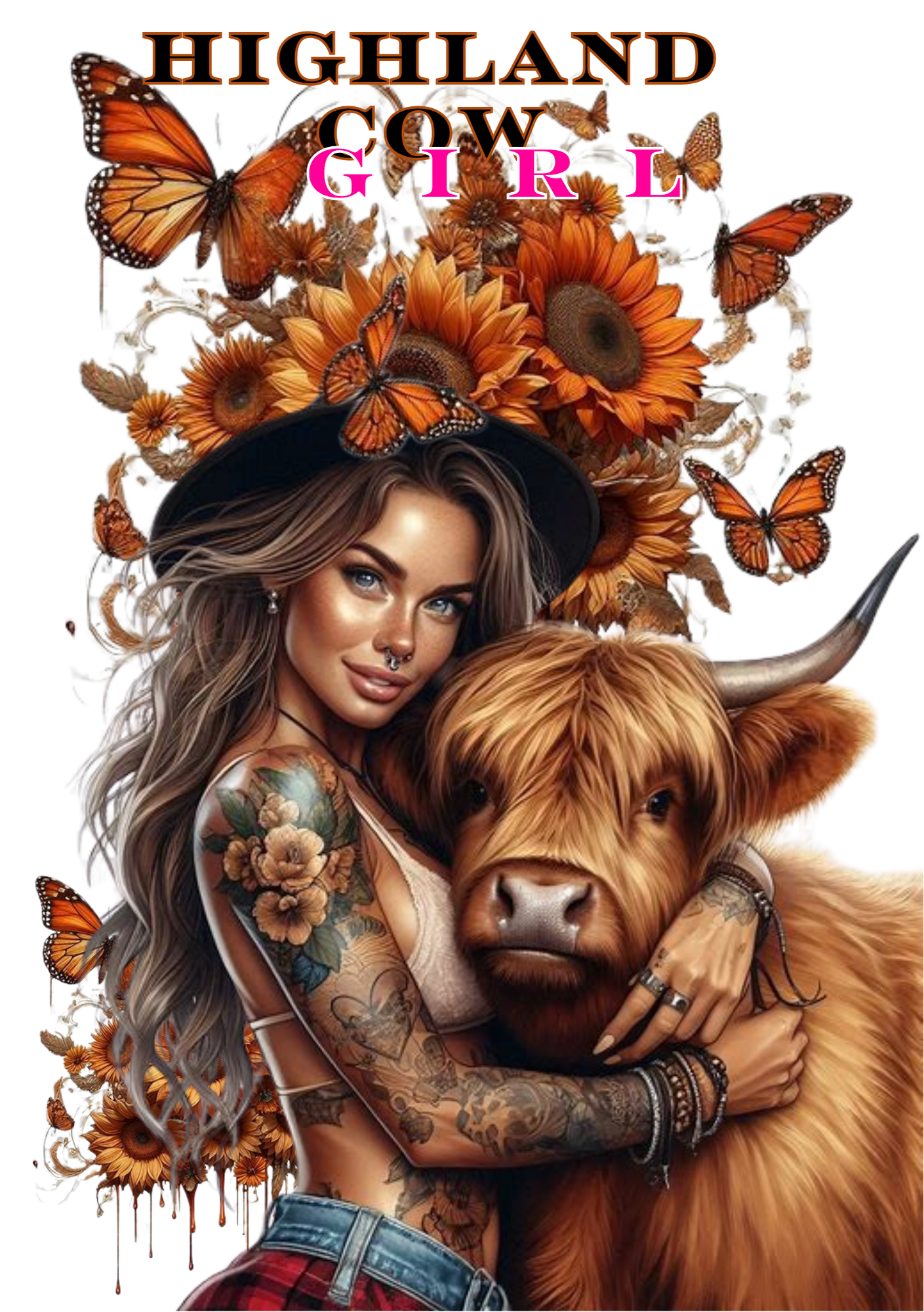 A5 Highland Cow Girl