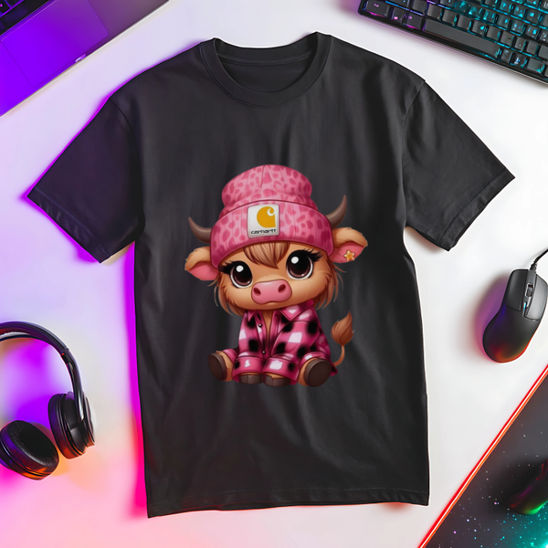 Pink Beanie Highland Cow