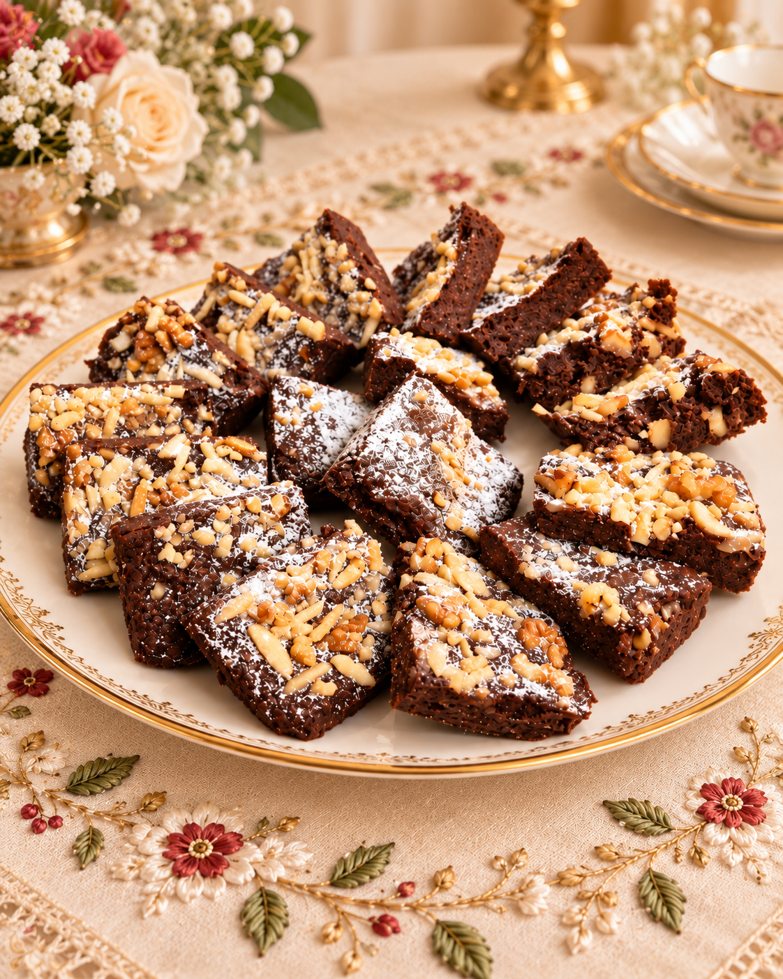 Brownie chetogenici morbidi e fondenti preparati con mascarpone, cioccolato fondente, cacao e farina di mandorle, completati da una croccante copertura di noci.