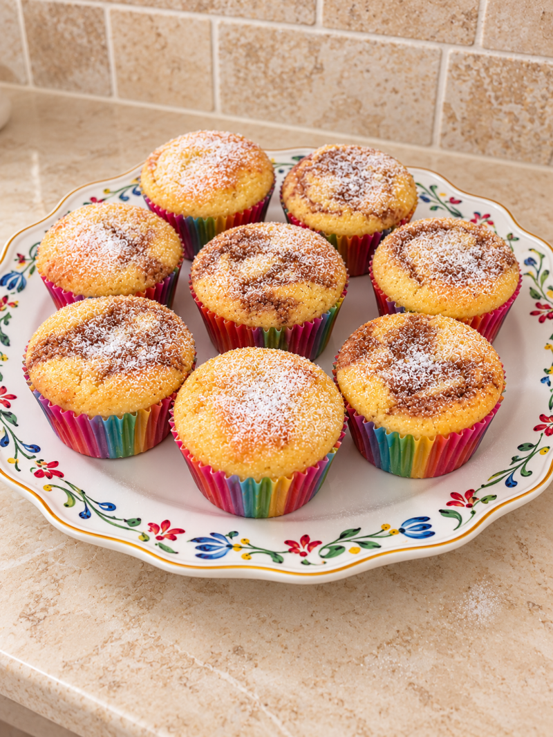 Soffici muffin chetogenici alle mandorle e cannella, impreziositi da una croccante granella di mandorle e una delicata spolverata di dolcificante a velo. Una proposta golosa e profumata, perfetta per una colazione keto senza rinunce o una pausa dolce dura