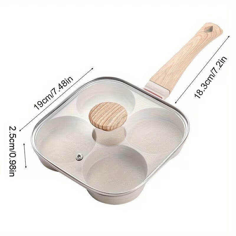 Padella antiaderente a 4 cavità utilizzata per preparare i pancake ripieni keto in modo uniforme, mantenendo una forma regolare e facilitando la cottura del cuore cremoso al formaggio