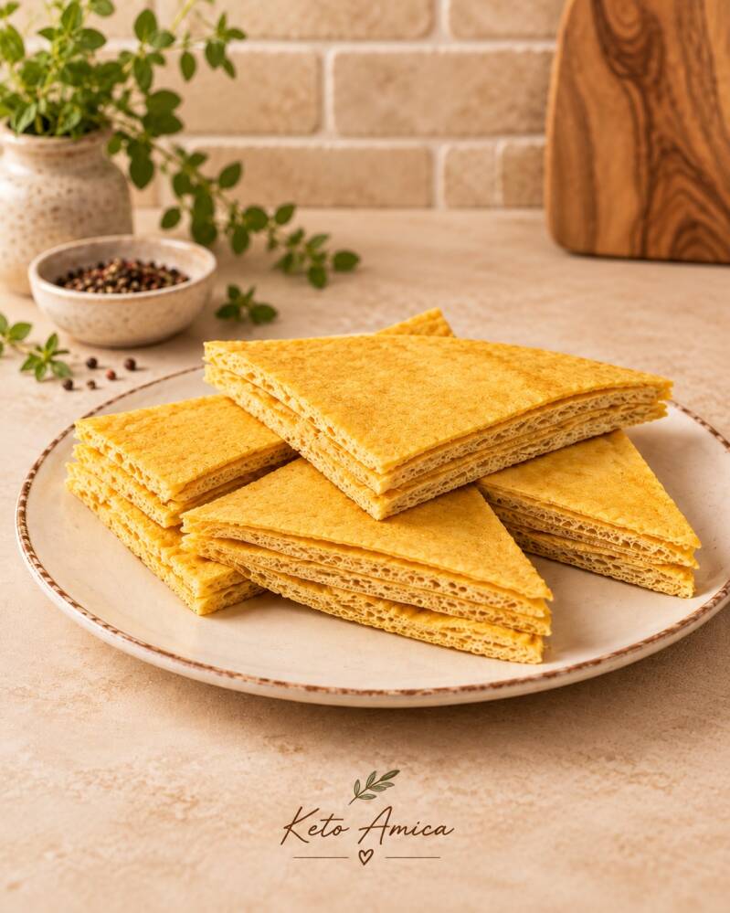 Pane tramezzino keto al forno, morbido e versatile, tagliato a triangoli e pronto da farcire o tostare. Ricetta chetogenica di Keto senza rinunce.
