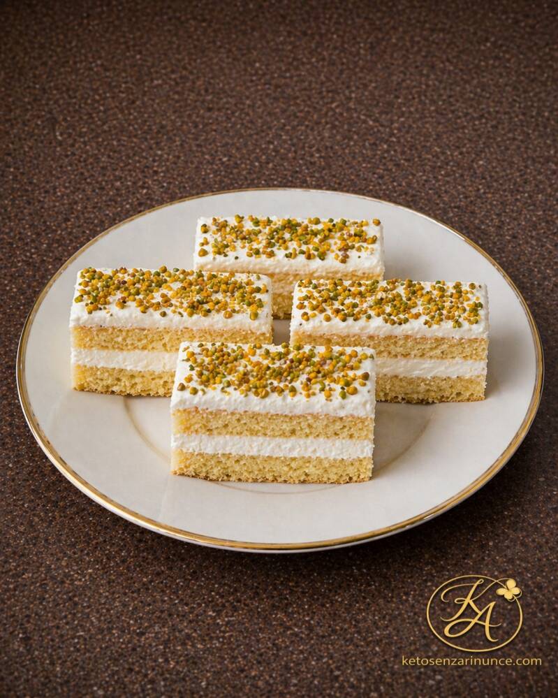 pasticcini di pan di Spagna al pistacchio e limone chetogenici, soffici e cremosi