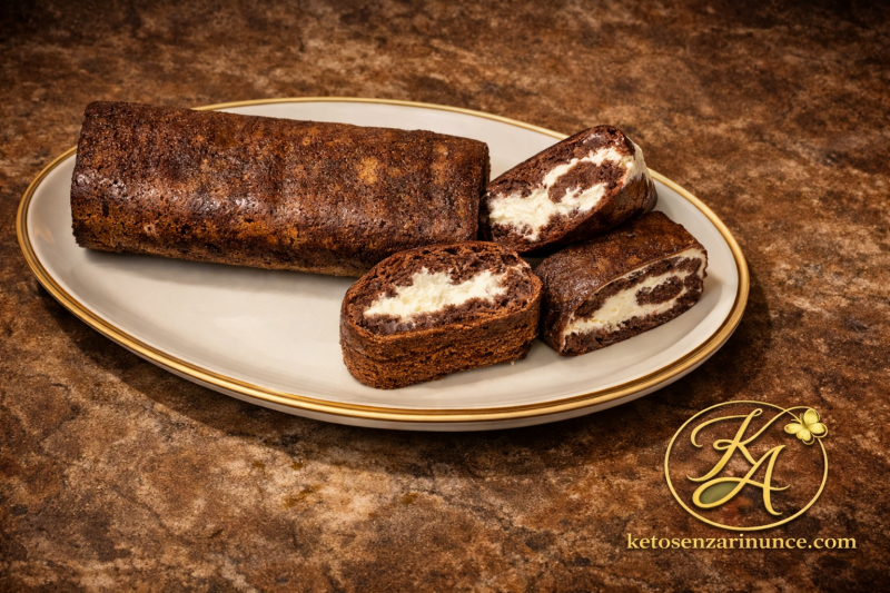 Rotolo dolce chetogenico al formaggio morbido fatto in casa