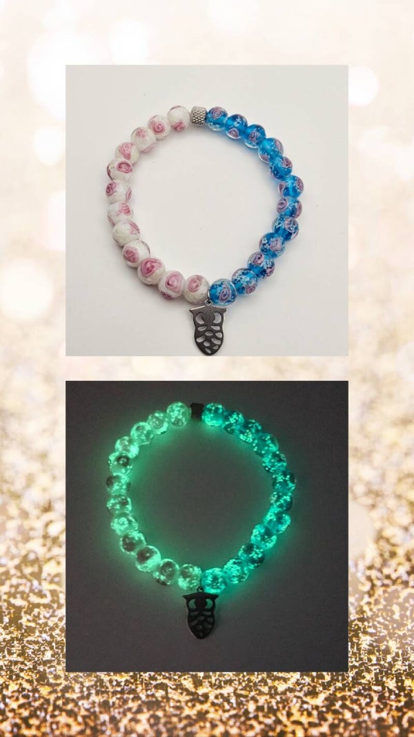 Wise Owl's Serenity:  Glow-in-the-Dark Charm Bracelet (S&H Incl)