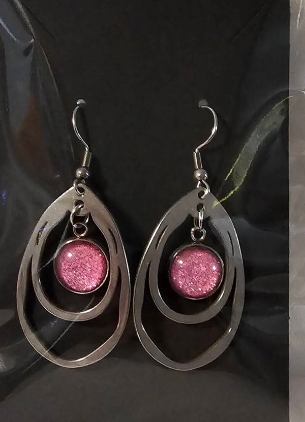 Pink Glitter Dangles