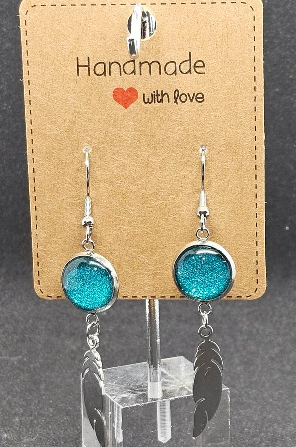 Glitter Teal feather