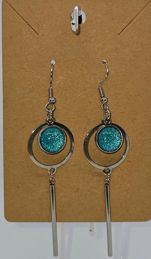 Teal Glitter Dangles