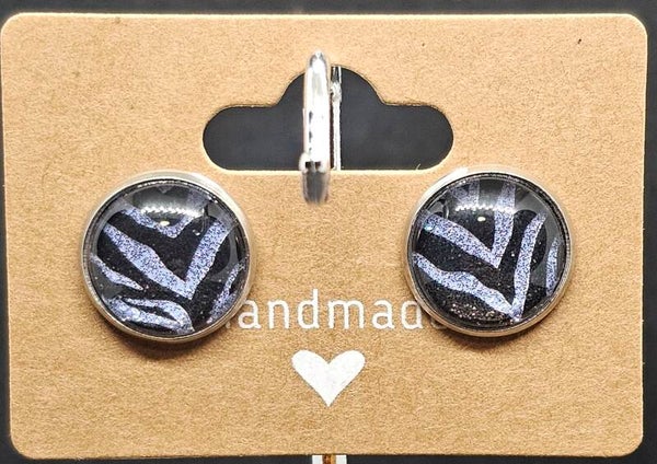 Blue Zebra Glitz Studs