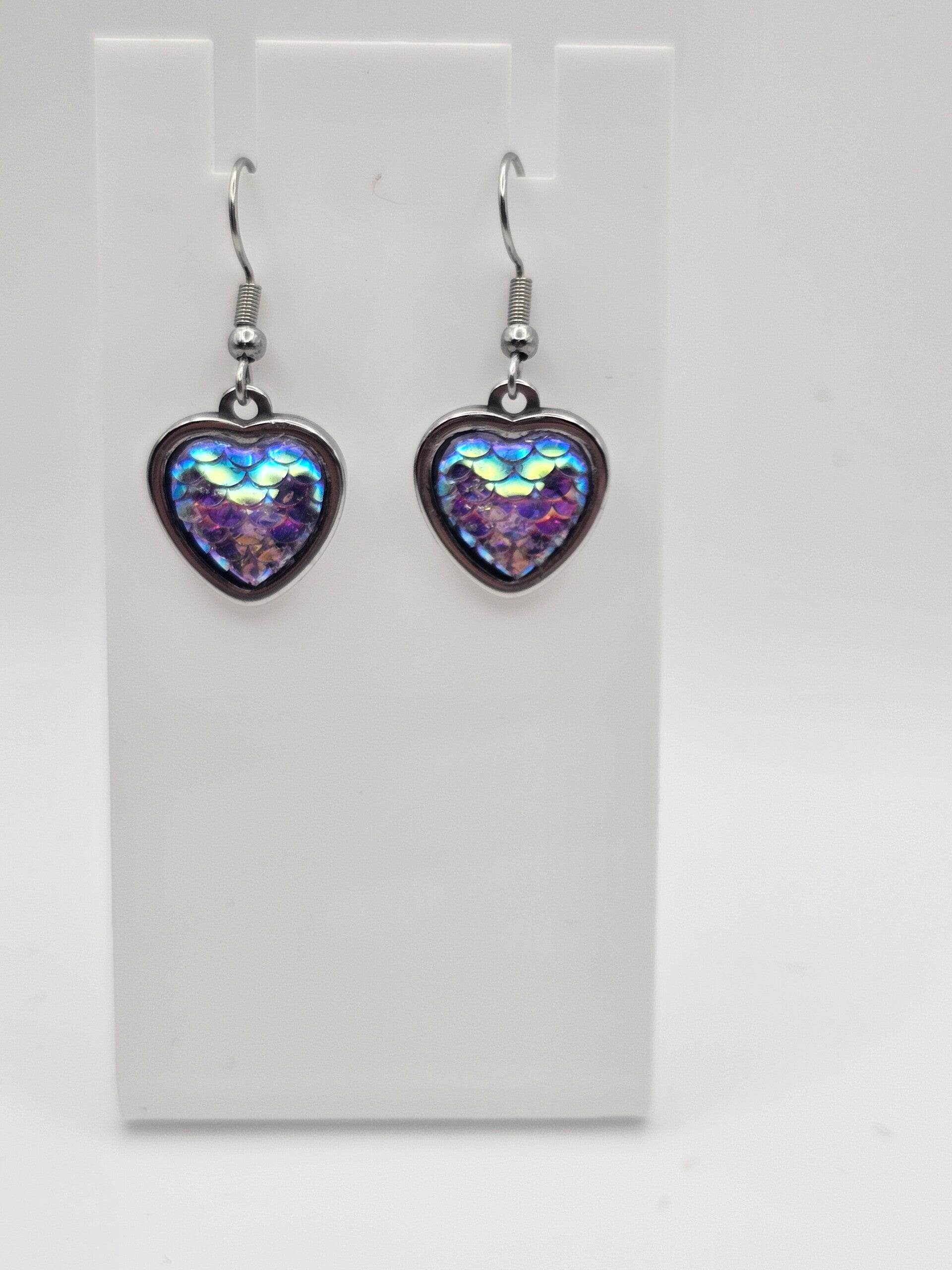 Mermaid Scale Heart Dangles