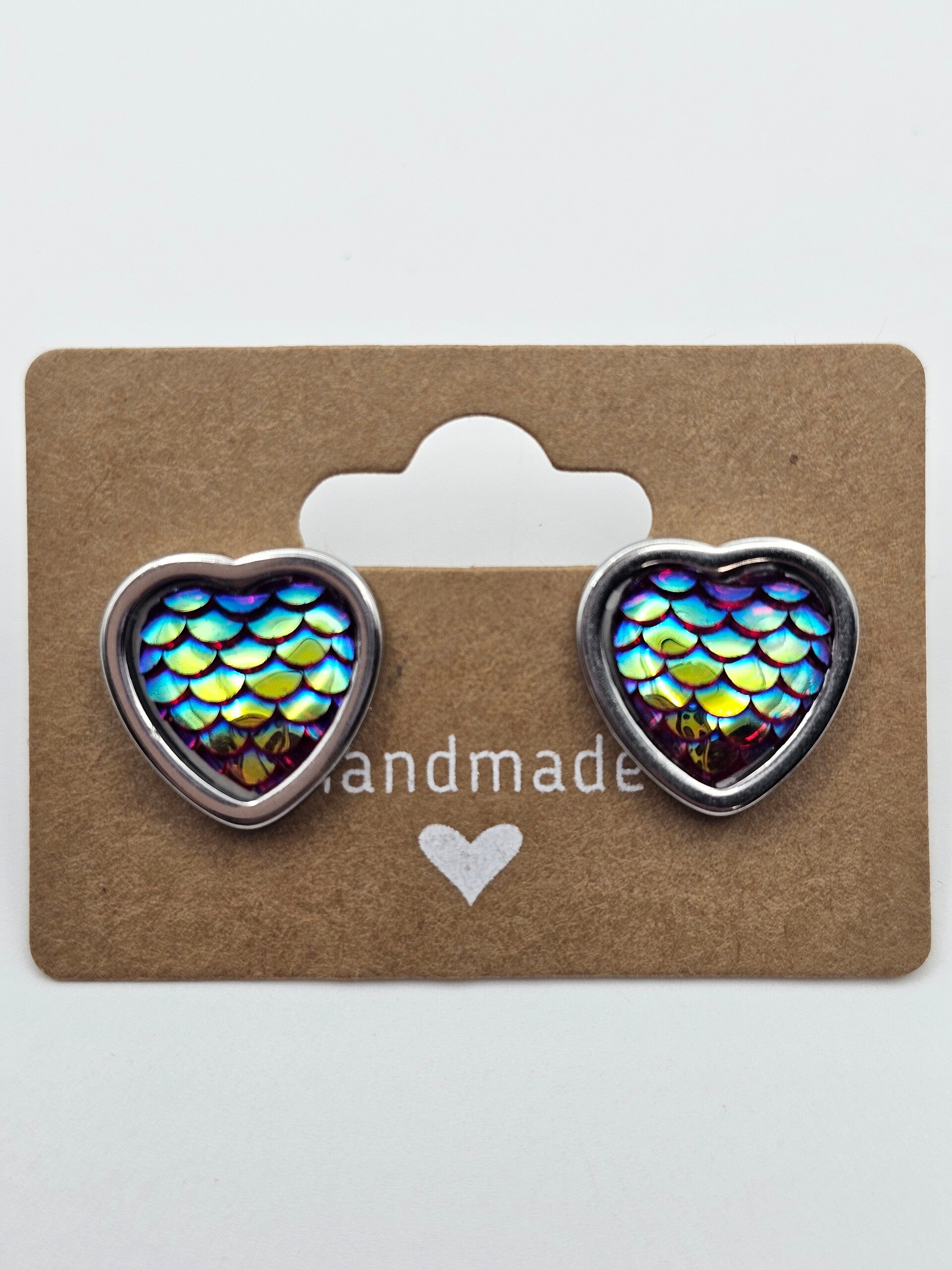 Mermaid Scale Heart Stud