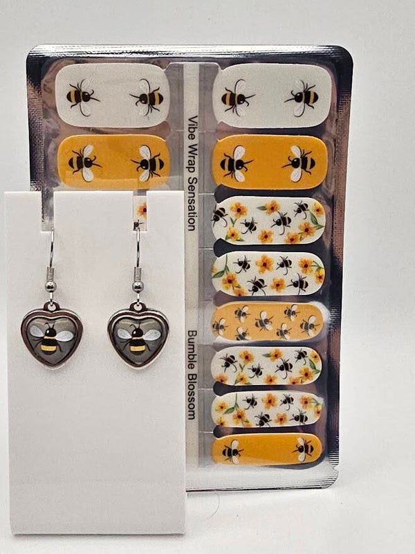 Bumble Blossom Matching Wrap & Earring Set – 100% Stainless Steel – Vibe Wrap Sensation