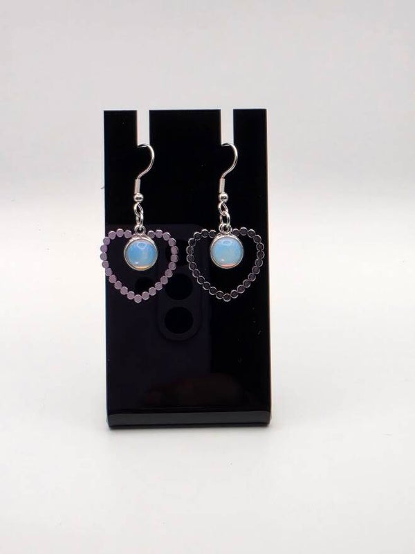 Moonstone Glow Heart Dangle Earrings– 100% Stainless Steel – Vibe Wrap Sensation