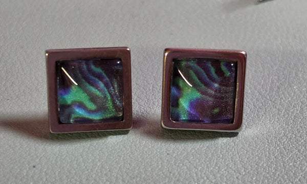 Aurora Borealis" Square Stud Earrings