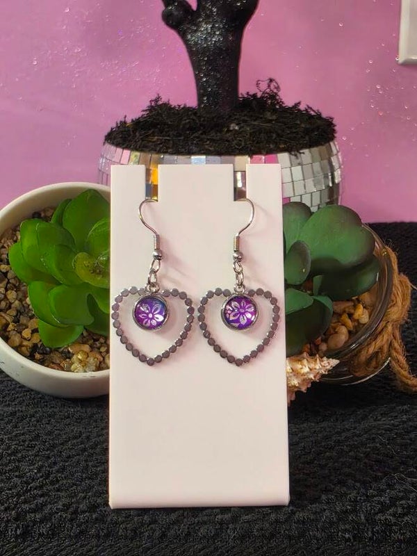 Handmade Stainless Steel  Floral Heart Earrings