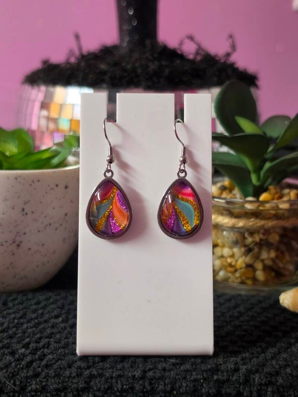 Neon Wave Teardrop Earrings