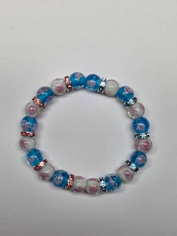 Glow Aqua Teal Bracelet | Luminous Glass Lampwork Beads