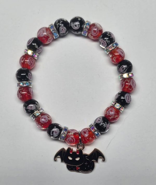 Spooky Glowing Bat Kitty Bracelet – Luminous Lampwork
