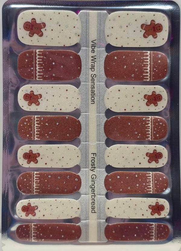 Frosty Gingerbread Holiday Glitter Nail Polish Wraps