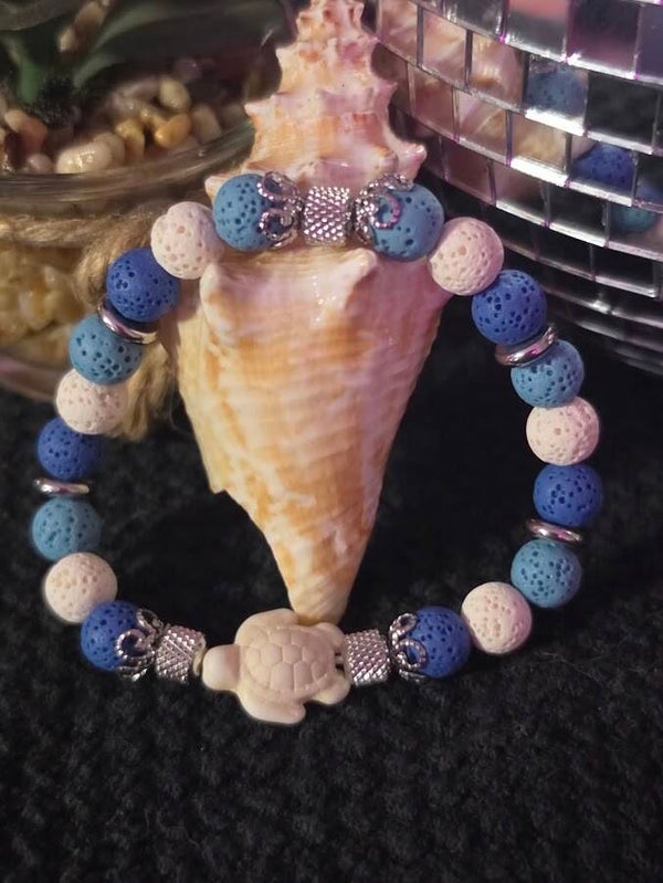 Scented Lava Rock Sea Turtle Bracelet | Aromatherapy