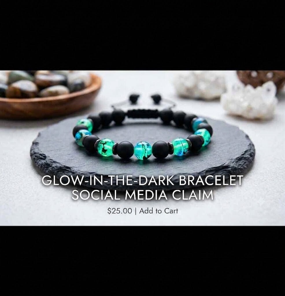 Glow-in-the-Dark Handcrafted Beaded Bracelet – Social Media Claim