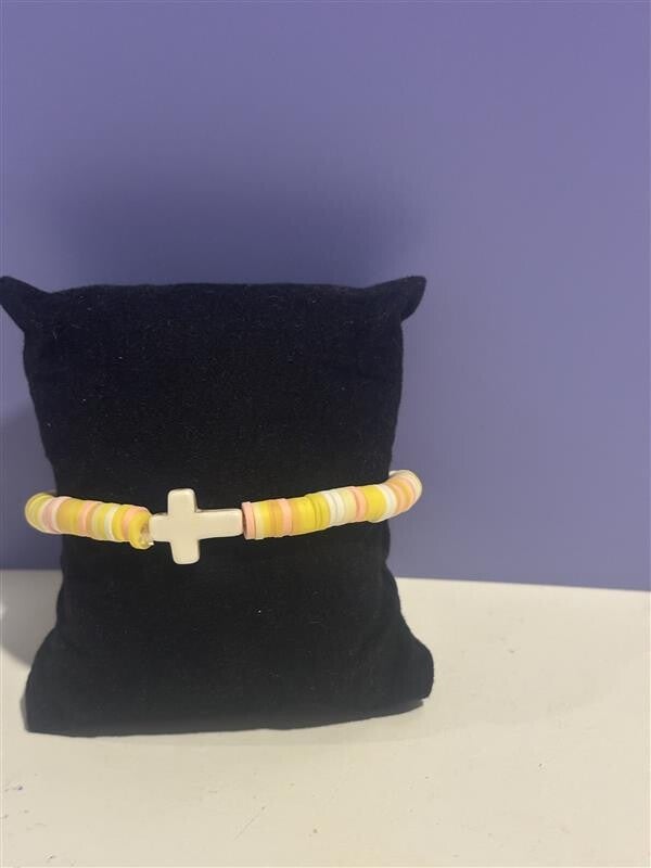 armband - geel met kruis