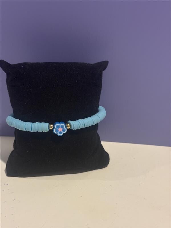 armband - blauw met bloem