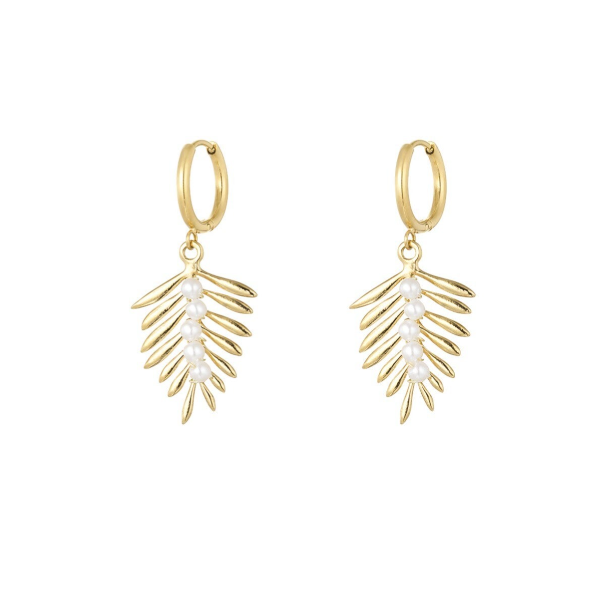 varen met parels oorbellen - goud