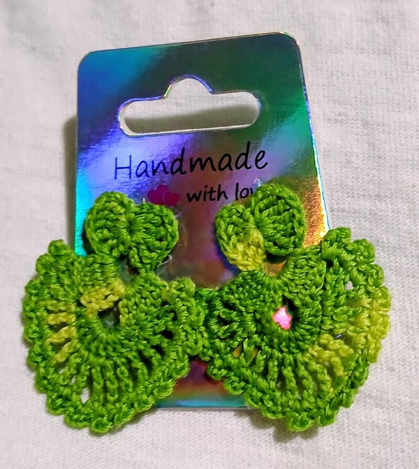 Lacy Green Double Heart Earrings