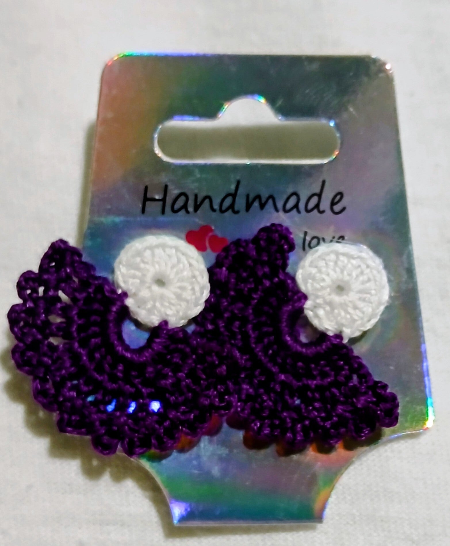 Lacy White and Purple Earrings