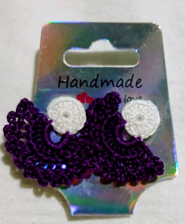 Lacy White and Purple Earrings