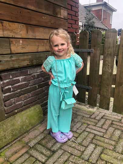 leuk setje in mintgroen met tasje