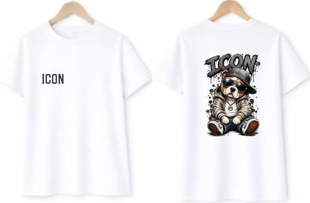 icon shirt wit met stoere dog