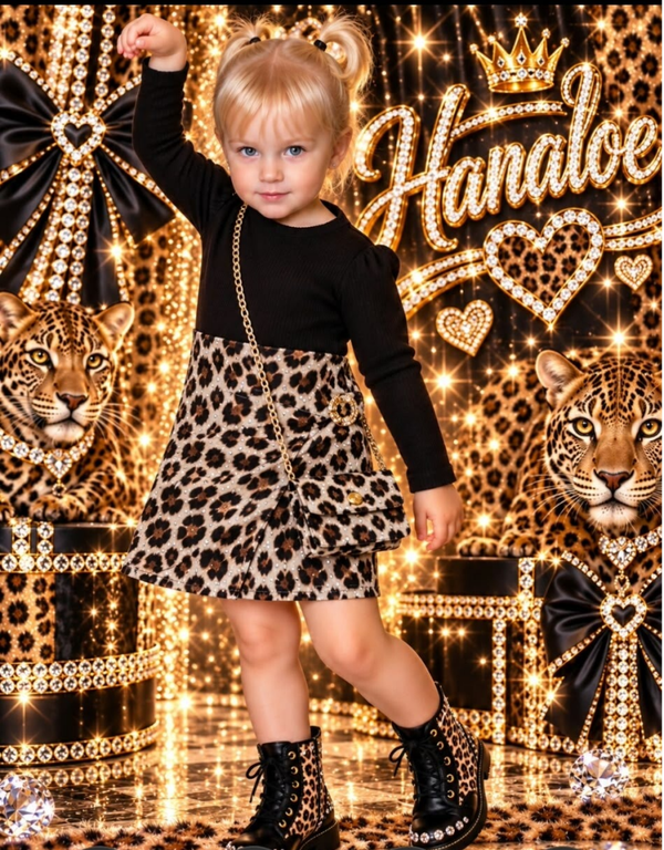 panter jurkje glitter met tasje