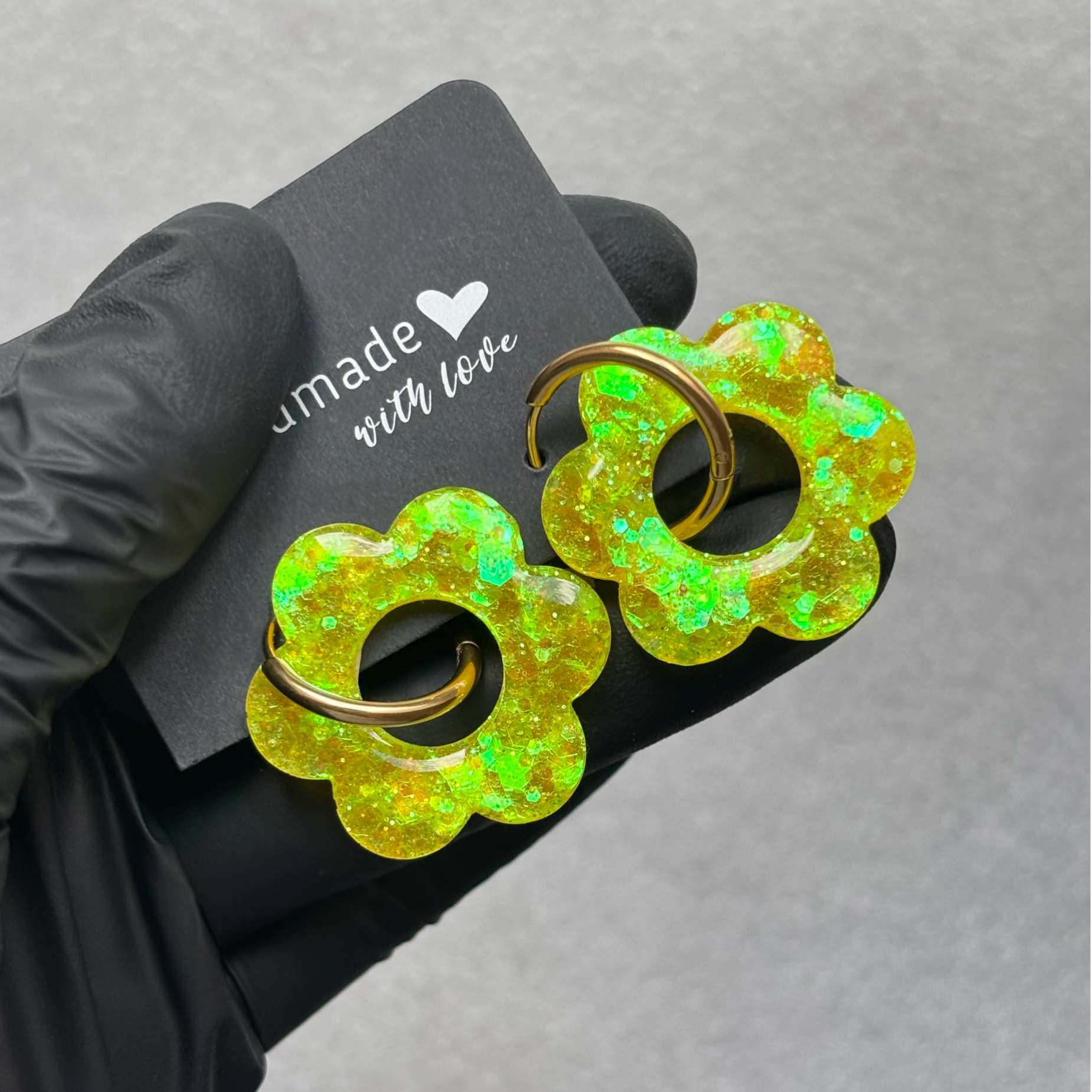 Créoles maxi fleurs interchangeables grandes paillettes