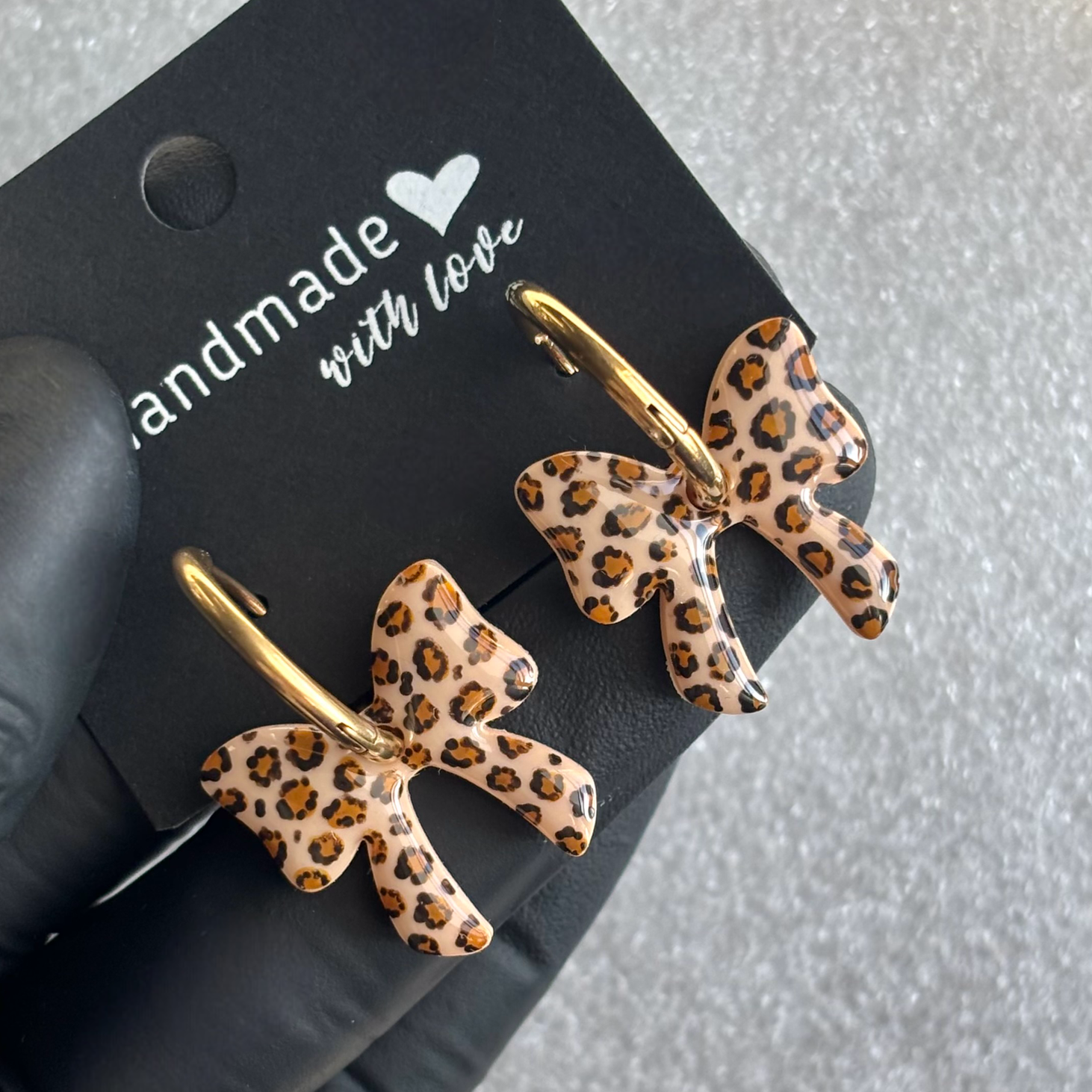 Créoles noeuds interchangeables motif léopard