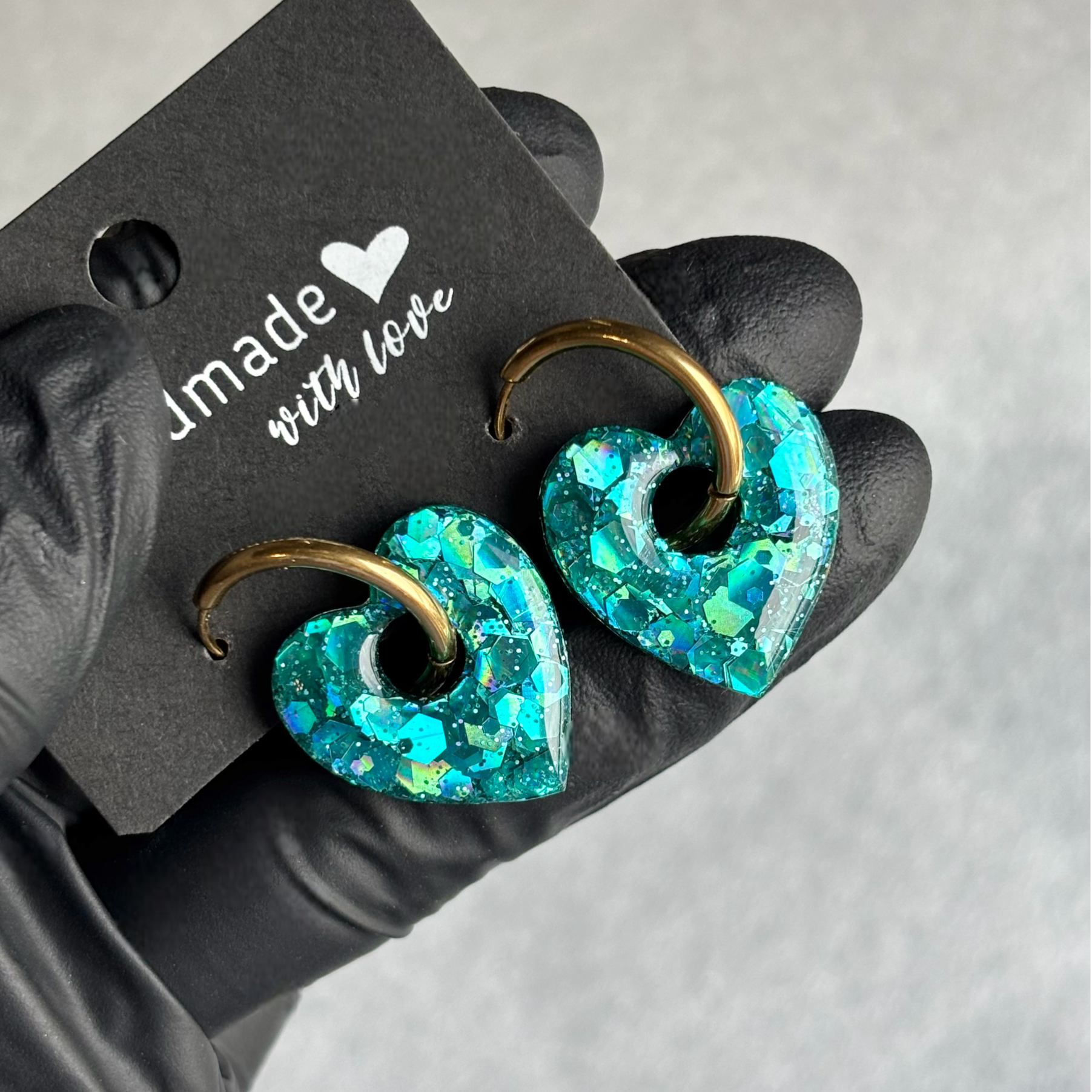 Créoles coeurs interchangeables grandes paillettes