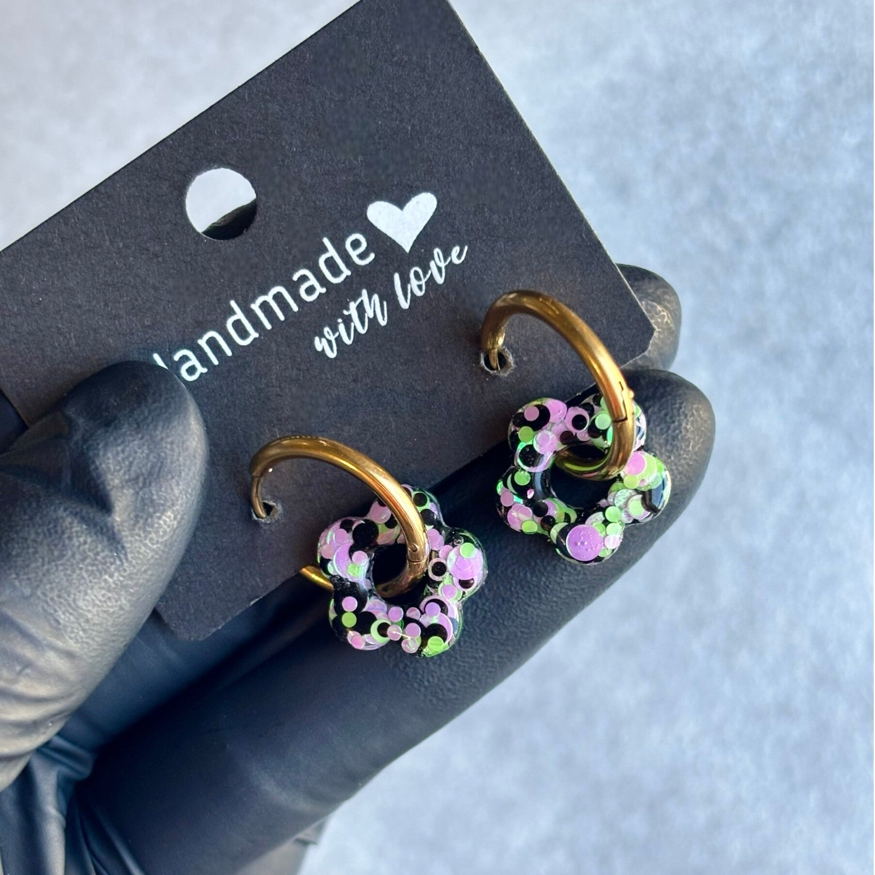 Créoles mini fleurs interchangeables confettis