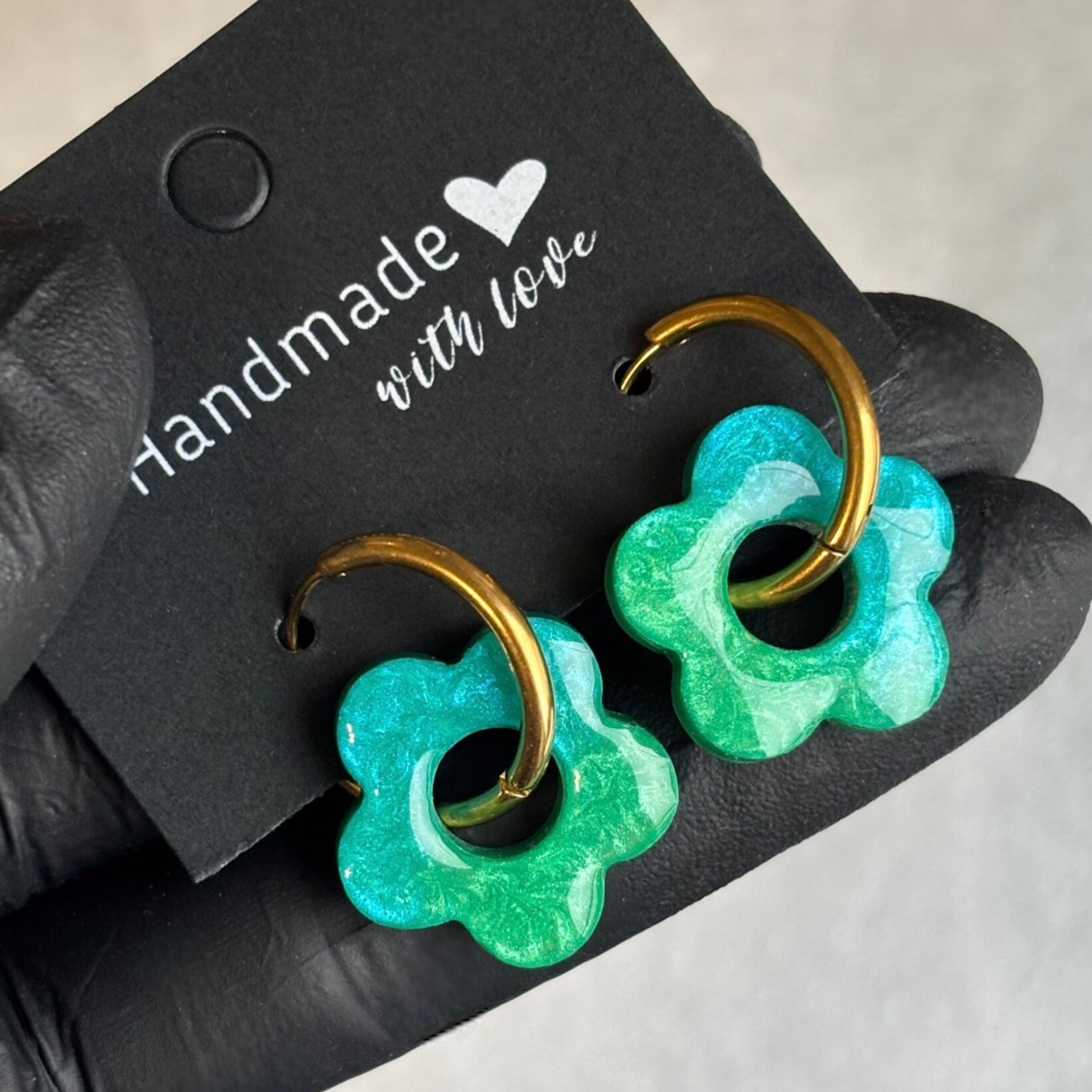 Créoles fleurs interchangeables bicolores