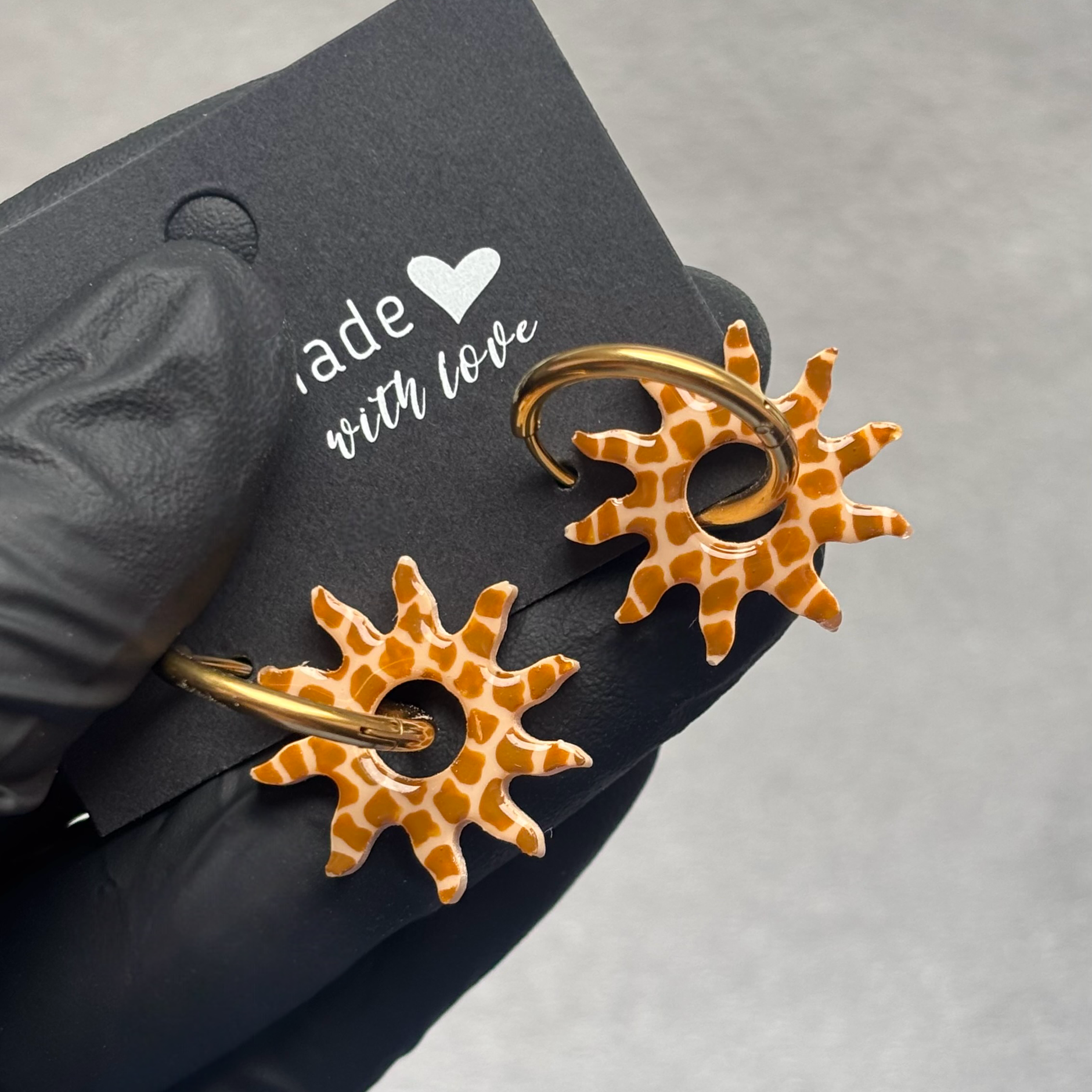 Créoles Soleil interchangeables motif girafe