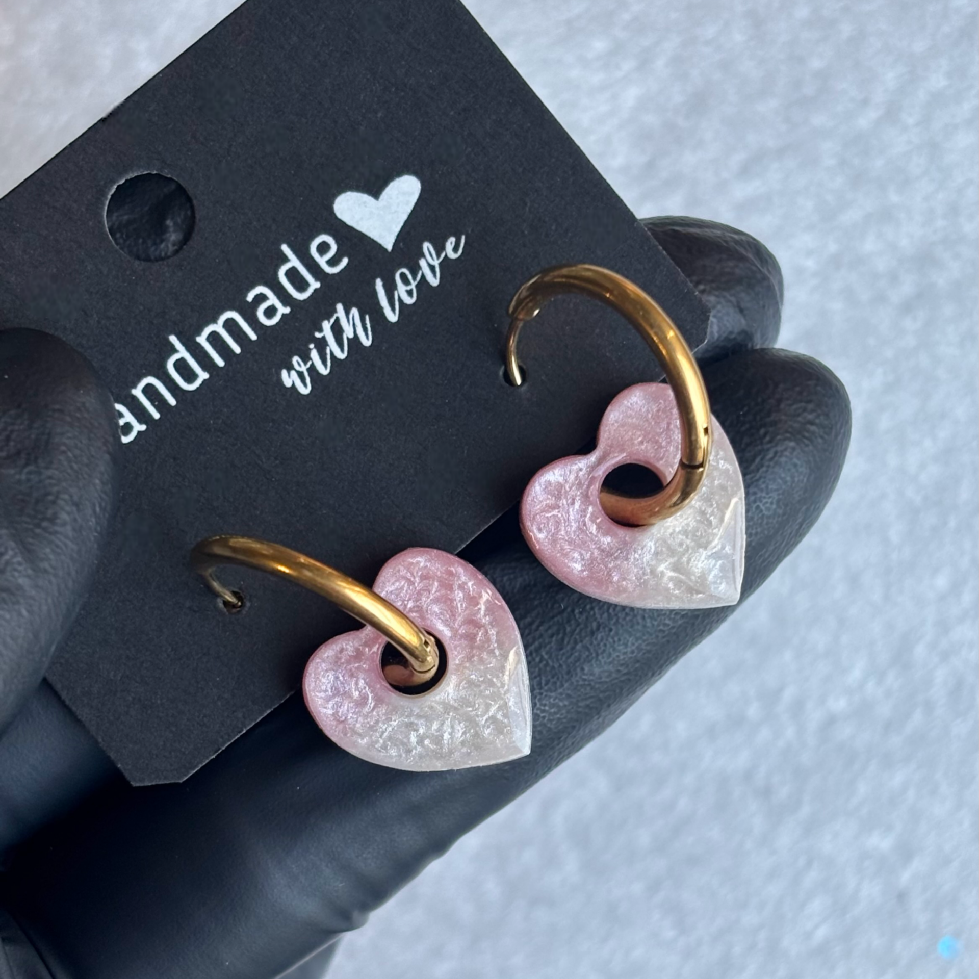 Créoles mini coeurs interchangeables bicolores