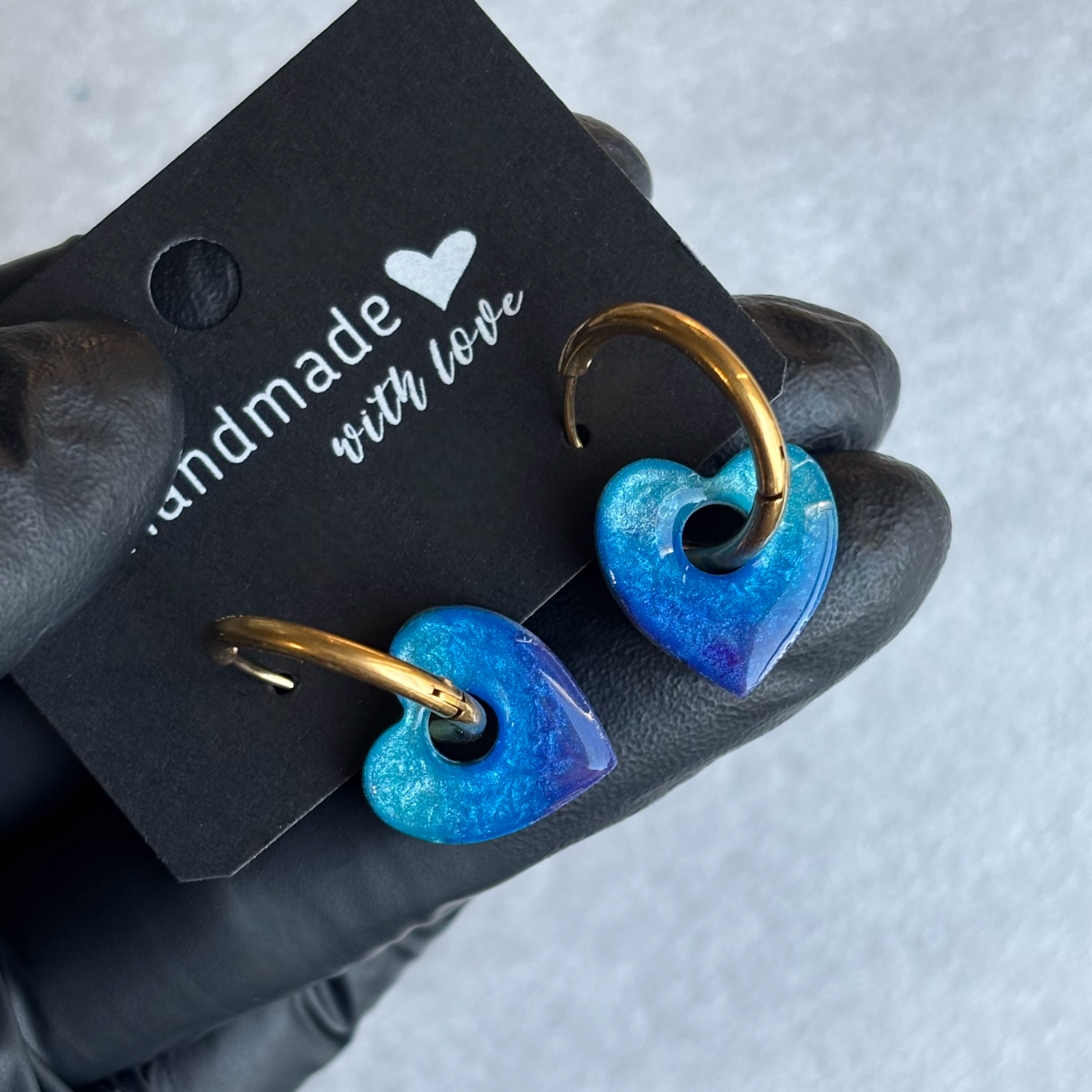 Créoles mini coeurs interchangeables tricolores