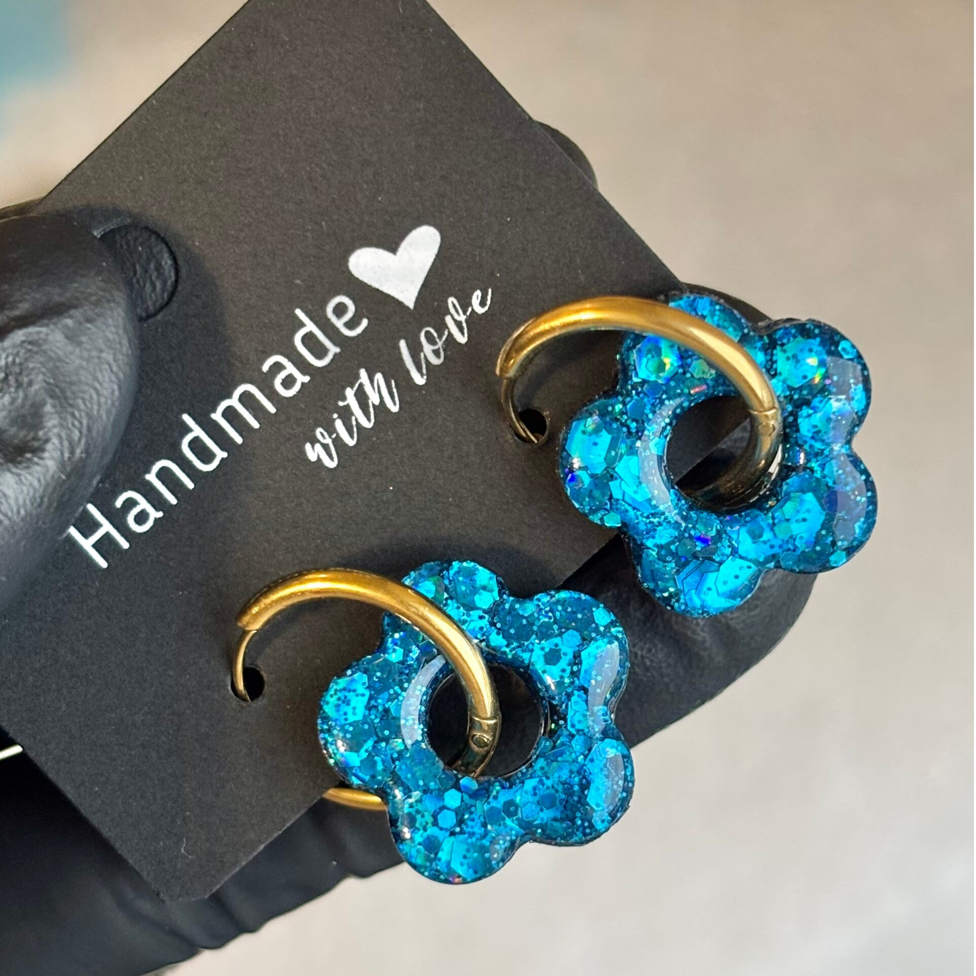 Créoles fleurs interchangeables grandes paillettes