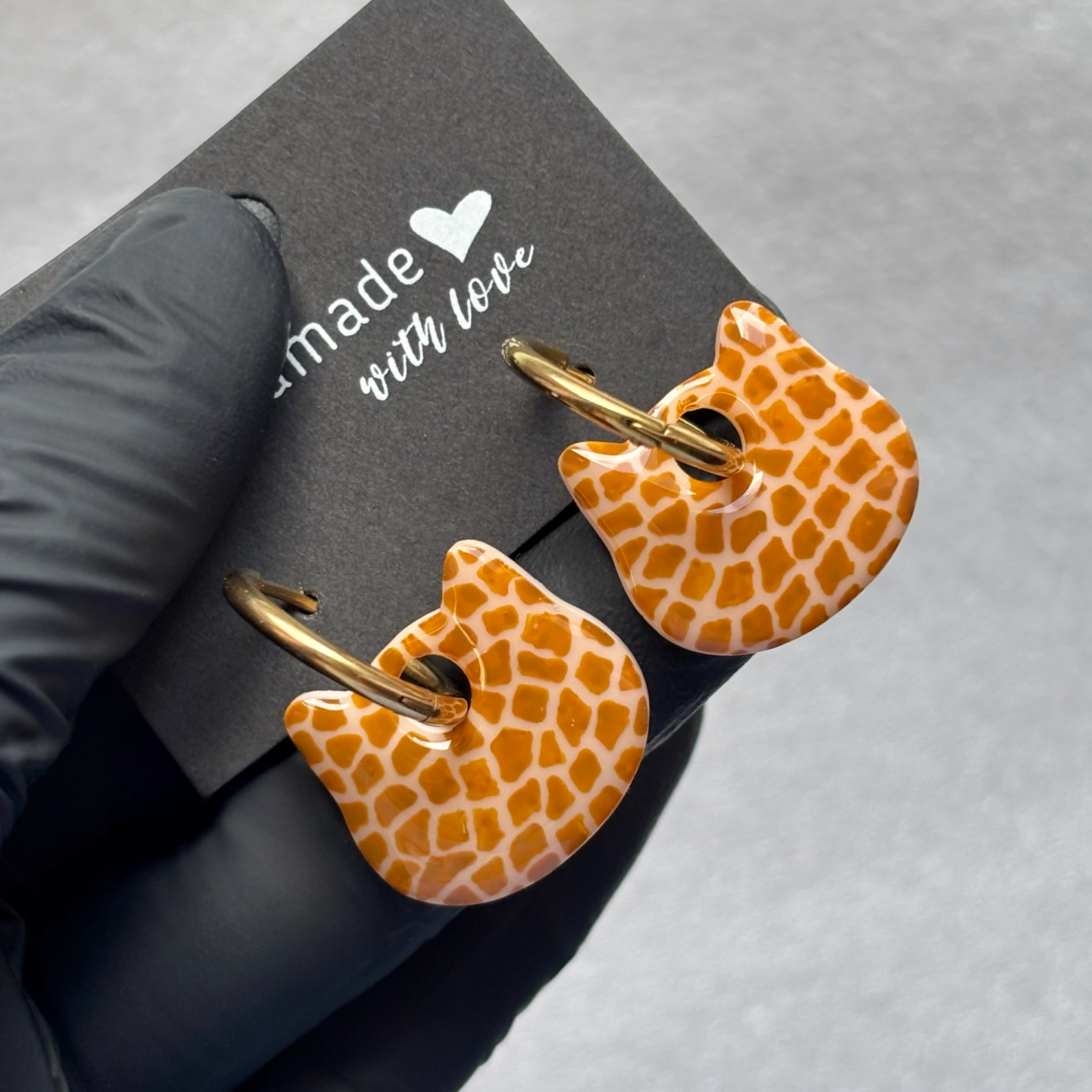 Créoles chats interchangeables motif girafe