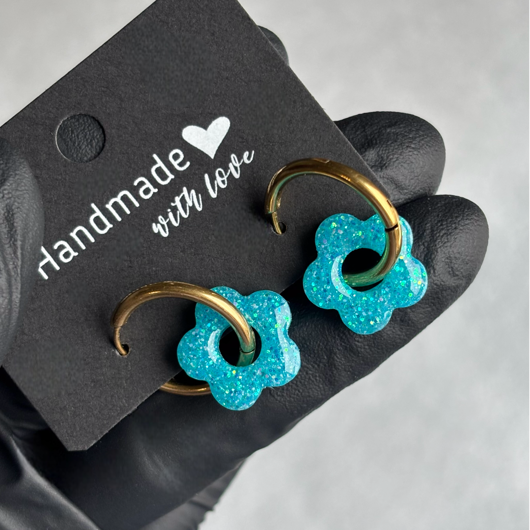 Créoles mini fleurs interchangeables paillettes fines